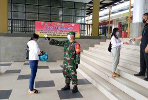Himbauan Terapkan Prokes Terus Dilakukan Babinsa Koramil 410-06/Kedaton