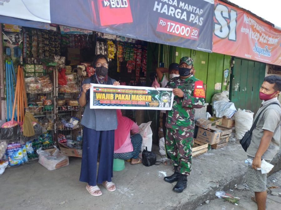 Berharap Pandemi Segera Berakhir, Koramil 18/Girimarto Gelar Pendisiplinan Pemakaian Masker Siang Dan Malam Hari