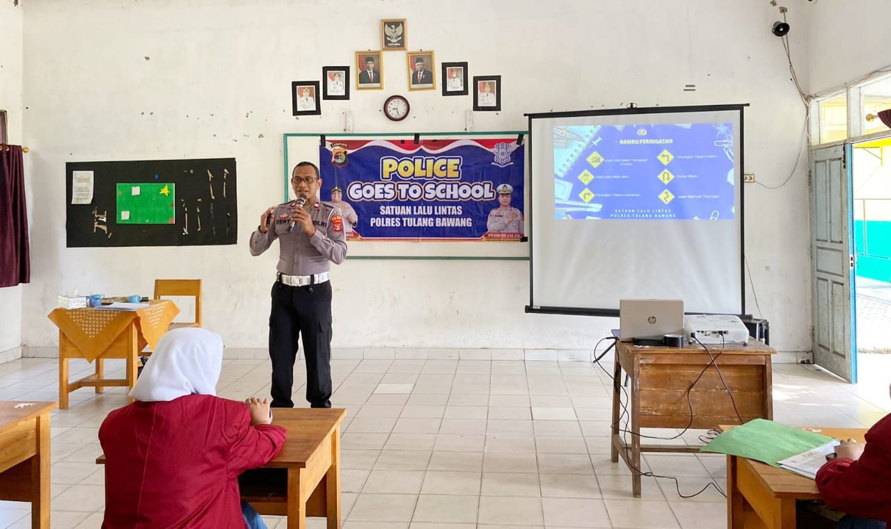 Minimalisir dan Cegah Laka Lantas Dengan Korban Pelajar, Sat Lantas Polres Tulang Bawang Intensifkan Police Goes To School