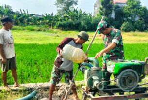 Dukung Ketahanan Pangan Wilayah, Danramil 01/Laweyan Bersama Babinsa Karangasem Dampingi Kelompok Tani
