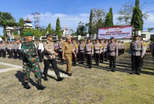 Amankan Pilkada, Polres Lampung Utara Melaksanakan Apel Pasukan