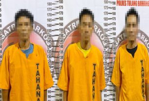 Gasak Narkoba di Dente Teladas, Polres Tulang Bawang Tangkap Tiga Pengedar Sabu