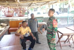 Kendarai Motor, Babinsa Keprabon Bersama Linmas Laksanakan Patroli Kamtibmas