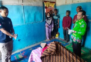 Polsek Abung Surakarta Bersama Unit Identifikasi Polres Lampura Olah TKP Korban Gantung Diri
