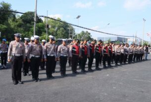Polres Tulang Bawang Kerahkan Ratusan Personel Gabungan Amankan Rapat Pleno Terbuka Yang Digelar KPU
