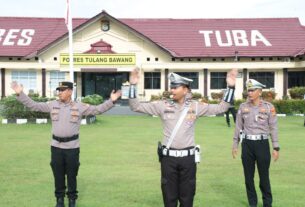 Polres Tulang Bawang Gelar Latkatpuan 12 Gerakan Pengaturan Lalu Lintas, Ini Tujuannya