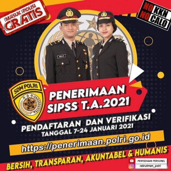 Penerimaan Siswa Sekolah Inspektur Polisi Sumber Sarjana (SIPSS) Tahun Anggaran 2021